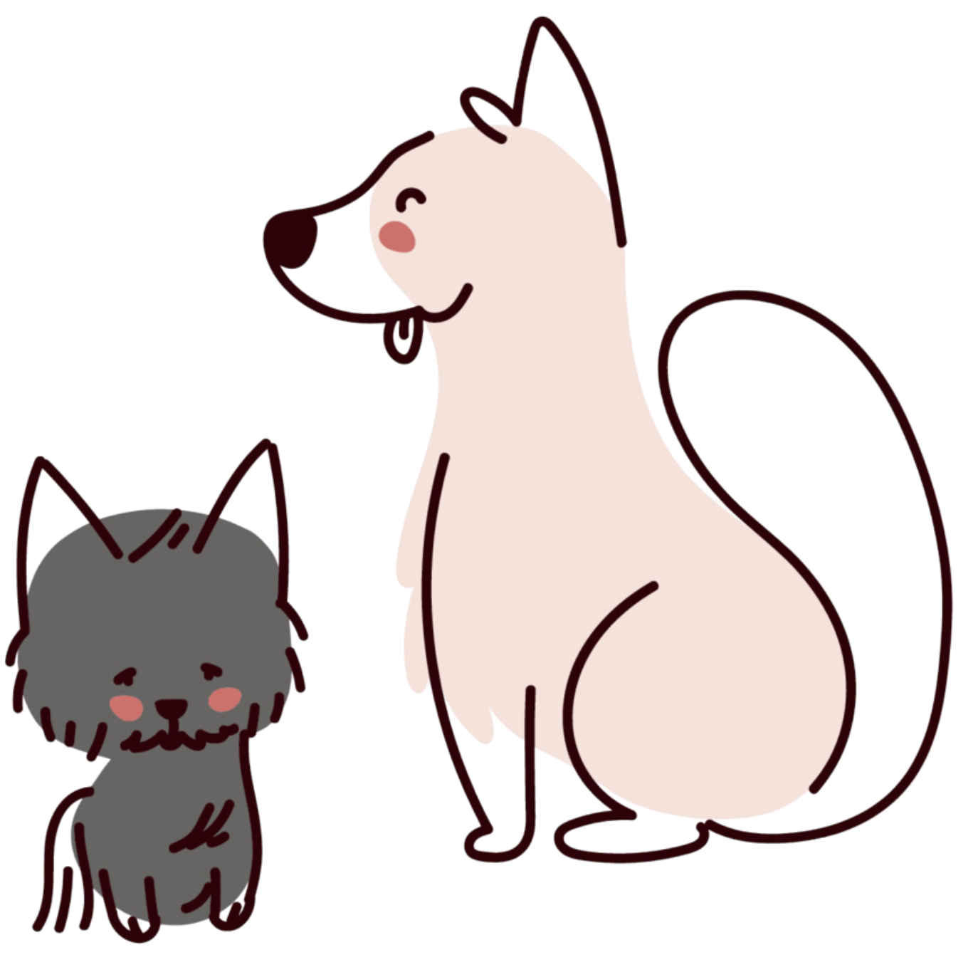 Cartoon dog and cat